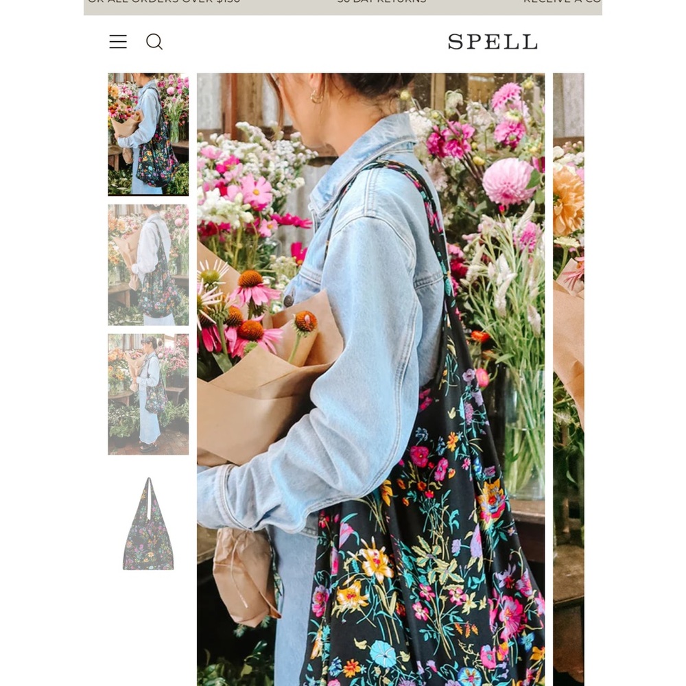 NEW! Rare Spell Black Floral Tote Bag with Multicolor Blooms - Picture 2 of 6
